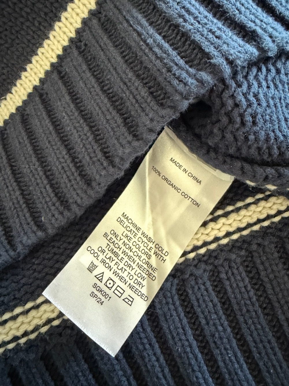 Quince Navy and White Stripe Crewneck Sweater - Picture 6 of 8